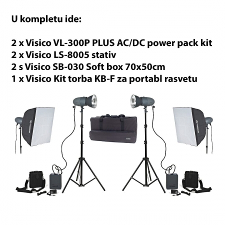 Visico VL-300 Softbox kit (Baterijsko napajanje)